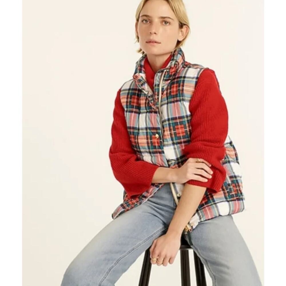 J. Crew Stewart Tartan Signature Puffer Vest